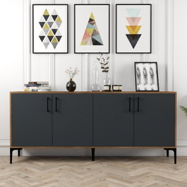 Hanah Home Consola Industrial Kiev Nogal y Antracita
